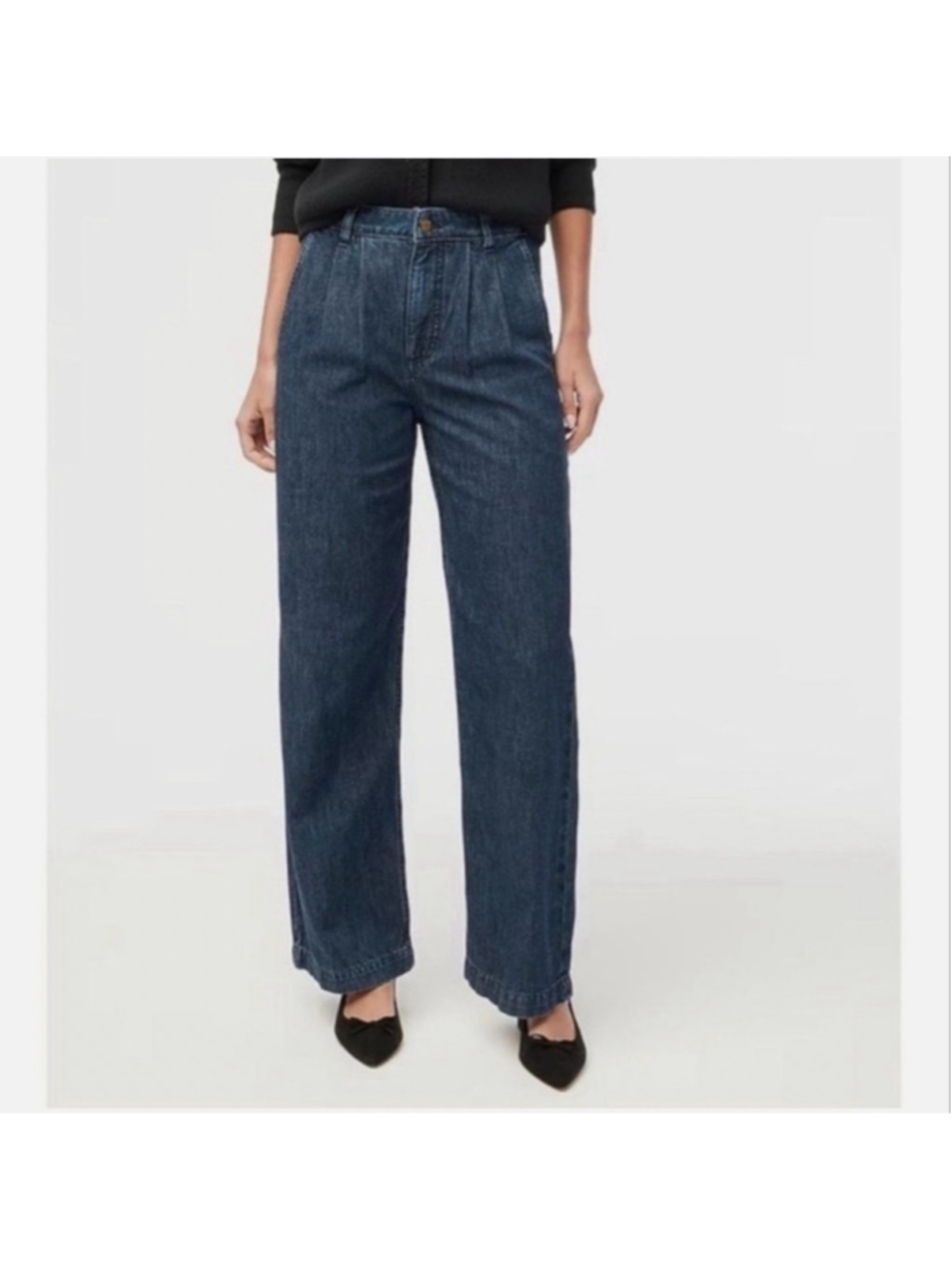 J.Crew Wide Leg Pleated Trouser Jeans Chambray size 30